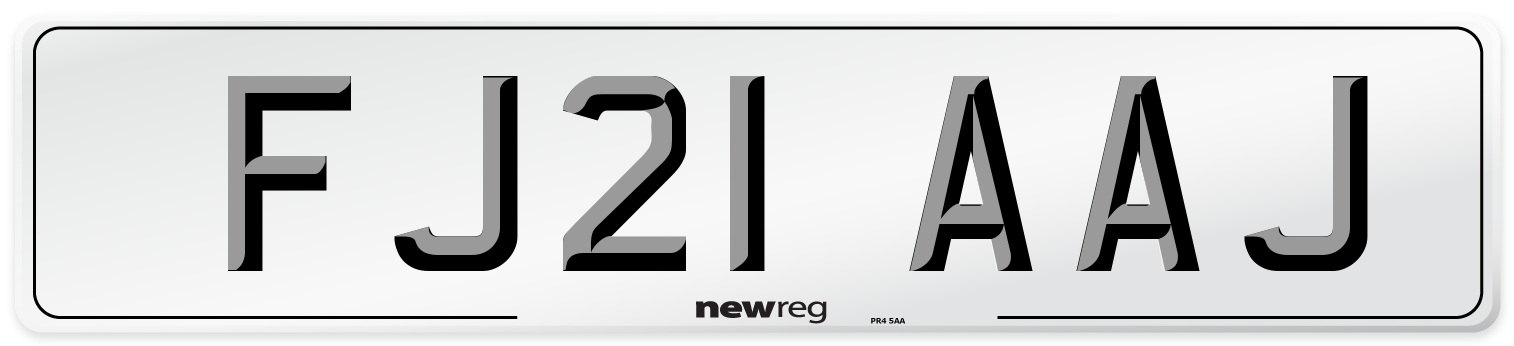 FJ21 AAJ Number Plate from New Reg